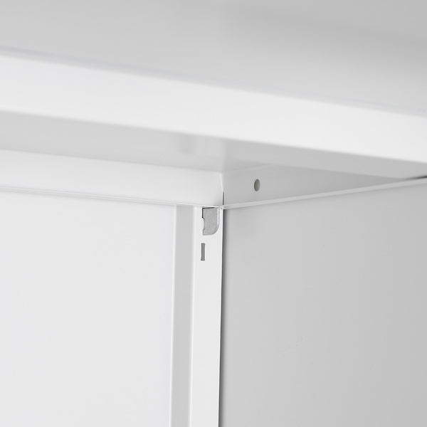 English Elm White Steel Rolling Printer Cabinet with Magnetic Doors and Adjustable Shelf for Home Office W124757932