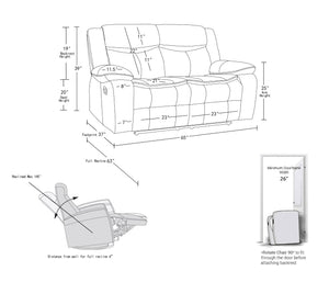 English Elm Global United Leather Air Reclining Loveseat with Steel Base for Modern Living B05777923