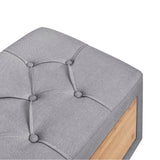 English Elm Upholstered Wooden Storage Ottoman Bench With 2 Drawers For Bedroom,Fully Assembled Except Legs and Handles,Padded Seat With Rubber Wood Leg-Gray