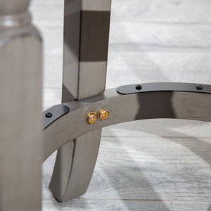 English Elm 30" Bar Stool - Stylish Weathered Gray, Comfortable French Gray Leather Seat, Perfect For Any Space B04660739