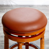 English Elm 30" Bar Stool, Natural Finish, Saddle Leather Seat