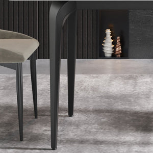 English Elm 63"Modern Artificial Stone Dining Table With Black Metal Legs - Seats 6, Stylish & Durable Design W1535S00075