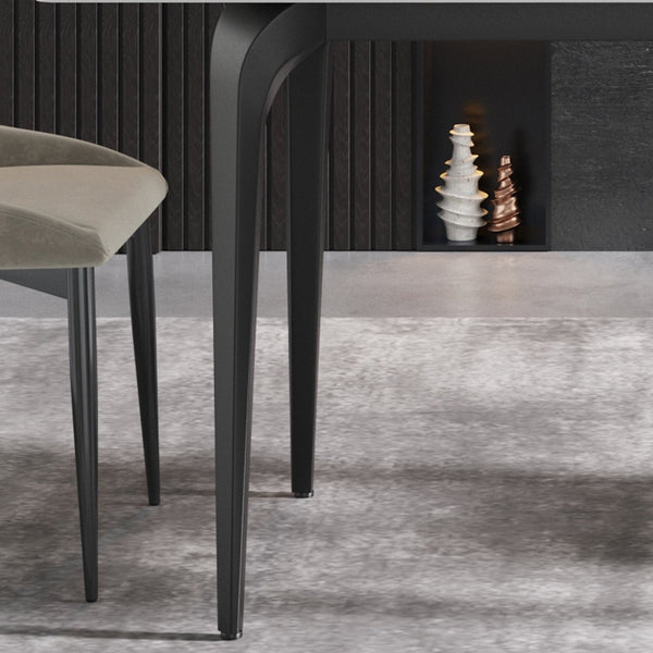 English Elm 63"Modern Artificial Stone Dining Table With Black Metal Legs - Seats 6, Stylish & Durable Design W1535S00075