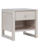 Hearth and Haven Wooden Nightstand with a Drawer and An Open Storage, End Table For Bedroom, Anitque White WF295306AAW