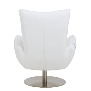 English Elm Global Modern Top-Grain Italian Leather Loveseat in White with Chrome Base, Solid Wood Frame & Plush Foam Cushions B05777800