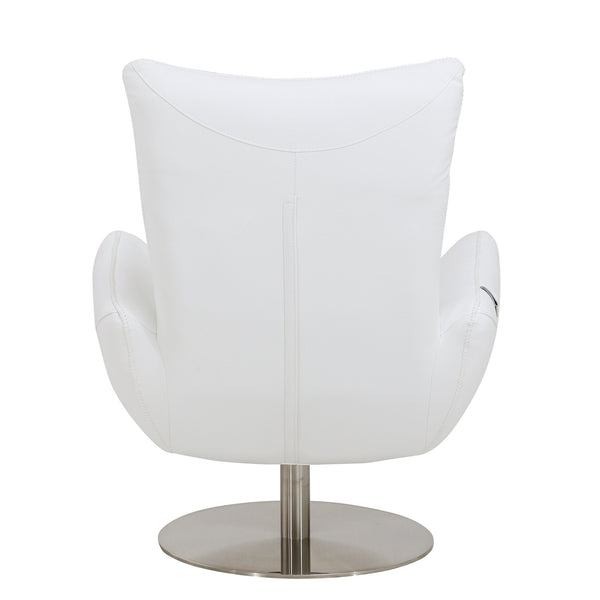 English Elm Global Modern Top-Grain Italian Leather Loveseat in White with Chrome Base, Solid Wood Frame & Plush Foam Cushions B05777800