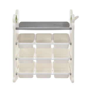 English Elm Kids Tree Shaped Hdpe Toy Organizer with 12 Bins and Open Bookshelves for Nursery PP300105AAE