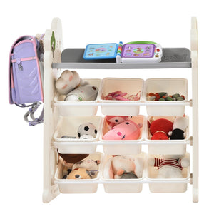English Elm Kids Tree Shaped Hdpe Toy Organizer with 12 Bins and Open Bookshelves for Nursery PP300105AAE