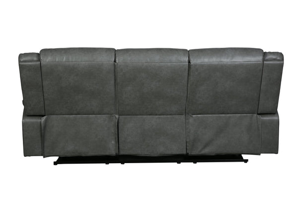 English Elm Global United Transitional Leather-Air Reclining Sofa with Stainless Steel Base, Lumbar Support, Plush Comfort Gray B05777924