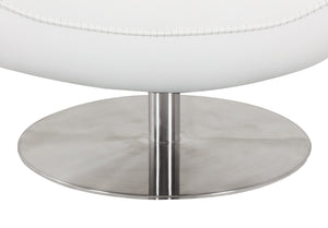 English Elm Global Modern Top-Grain Italian Leather Loveseat in White with Chrome Base, Solid Wood Frame & Plush Foam Cushions B05777800