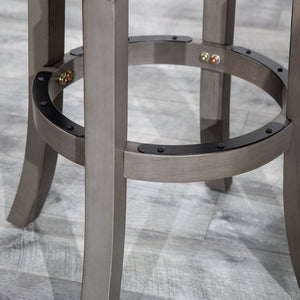 English Elm 30" Bar Stool - Stylish Weathered Gray, Comfortable French Gray Leather Seat, Perfect For Any Space B04660739