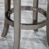 English Elm 30" Bar Stool, Weathered Gray Finish, French Gray Leather Seat