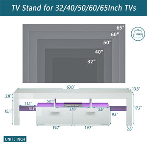English Elm Fashiontvstandtvcabinet,entertainmentcenter,tvstationtv Console Rgb Led Glass Shelf Modern White W67933541