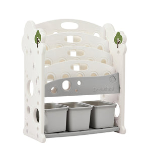 English Elm Kids Tree Shaped Hdpe Toy Organizer with 12 Bins and Open Bookshelves for Nursery PP300105AAE