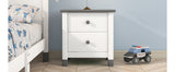 Hearth and Haven Wooden Nightstand with Two Drawers For Kids, End Table For Bedroom, White+Gray WF297965AAK