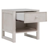 Hearth and Haven Wooden Nightstand with a Drawer and An Open Storage, End Table For Bedroom, Anitque White WF295306AAW