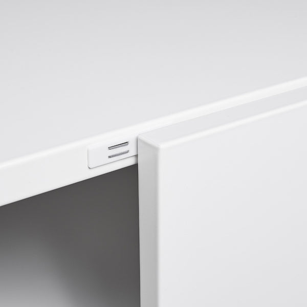 English Elm White Steel Rolling Printer Cabinet with Magnetic Doors and Adjustable Shelf for Home Office W124757932