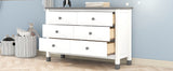 English Elm Wooden Storage Dresser With 6 Drawers,Storage Cabinet For Kids Bedroom,White+Gray