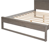 English Elm Platform Bed With Storage Headboard,Sockets and Usb Ports,Full Size Platform Bed,Antique Gray