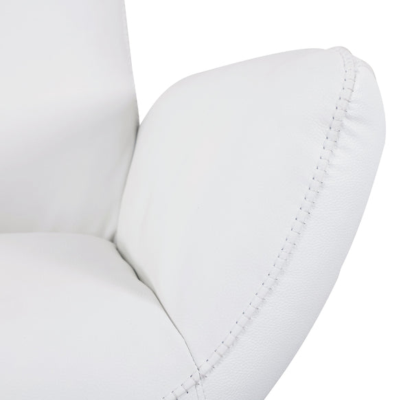 English Elm Global Modern Top-Grain Italian Leather Loveseat in White with Chrome Base, Solid Wood Frame & Plush Foam Cushions B05777800