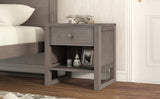 English Elm Wooden Nightstand With A Drawer and An Open Storage,End Table For Bedroom,Anitque Gray