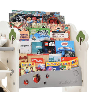 English Elm Kids Tree Shaped Hdpe Toy Organizer with 12 Bins and Open Bookshelves for Nursery PP300105AAE