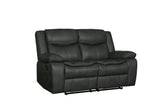 Transitional Leather-Air Reclining Loveseat with Lumbar Support, Stainless Steel Base & 8-Gauge Springs