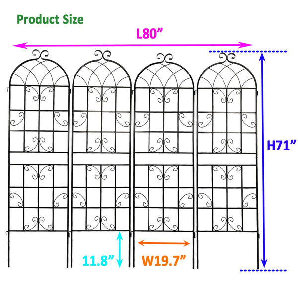 English Elm 4 Pack Galvanized Steel Garden Trellises Powder Coated Matte Black Climbing Plant Supports W158681061