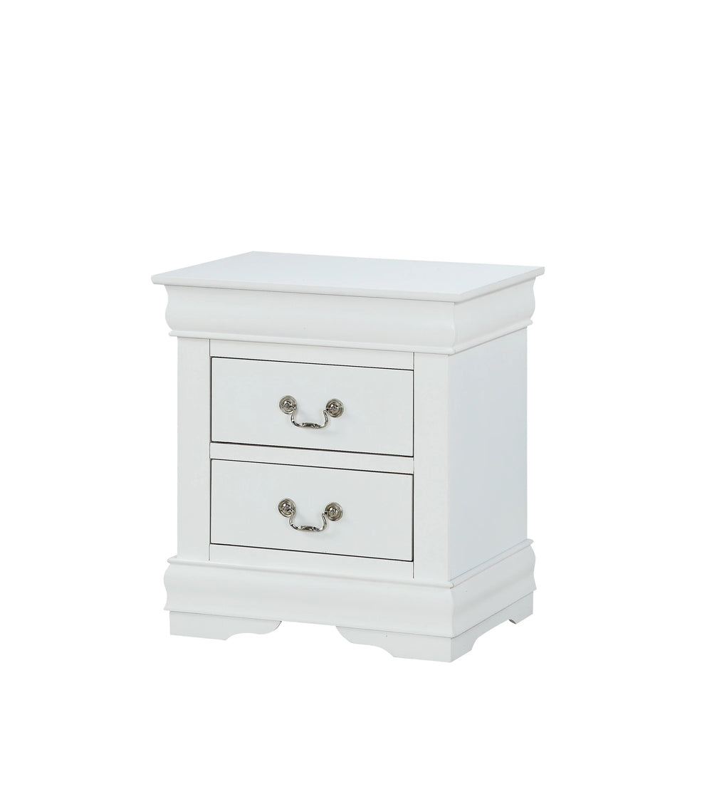 English Elm 1pc Louis Philip White Nightstand with Two Spacious Drawers, Solid Wood Contemporary Design - Elegant Storage Solution B01181968