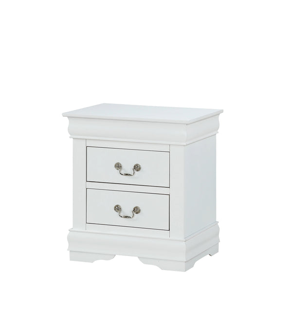 English Elm 1pc Louis Philip White Nightstand with Two Spacious Drawers, Solid Wood Contemporary Design - Elegant Storage Solution B01181968