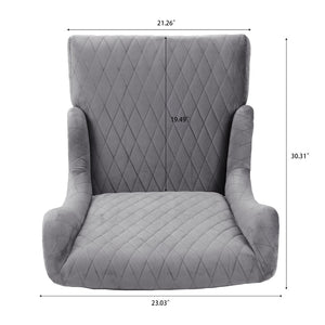 English Elm 23.03" Wingback Accent Chair Grey Velvet High Back Birch Legs Bedroom Living Room W68041792