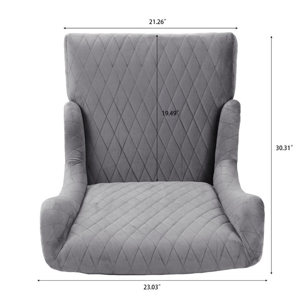 English Elm 23.03" Wingback Accent Chair Grey Velvet High Back Birch Legs Bedroom Living Room W68041792