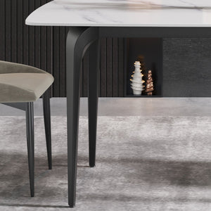 English Elm 70.87"Modern 70.87" Modern Artificial Stone Dining Table With Curved Black Metal Legs - Stylish Seating For 6-8 W1535S00102
