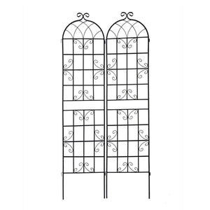 English Elm 4 Pack Tall Galvanized Steel Garden Trellises Powder Coated Black for Climbing Vines W158681059