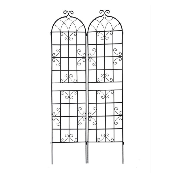 English Elm 4 Pack Tall Galvanized Steel Garden Trellises Powder Coated Black for Climbing Vines W158681059