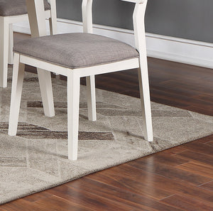 English Elm Beautiful Farmhouse Ladder Back Side Chairs Set of 2 — Upholstered Cushions, Gray Trim, Durable Wood Veneer Seating for Dining Room Gatherings White+gray 38 L x 20.5 W x 13 H B01181971