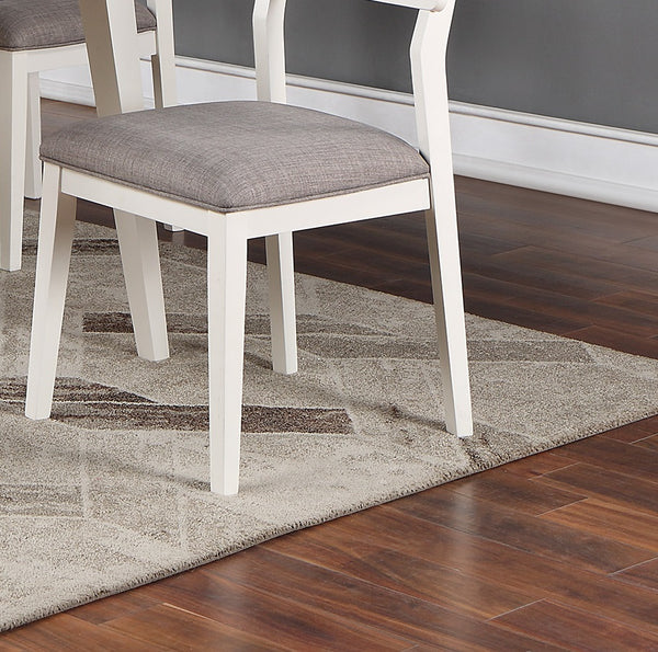 English Elm Beautiful Farmhouse Ladder Back Side Chairs Set of 2 — Upholstered Cushions, Gray Trim, Durable Wood Veneer Seating for Dining Room Gatherings White+gray 38 L x 20.5 W x 13 H B01181971