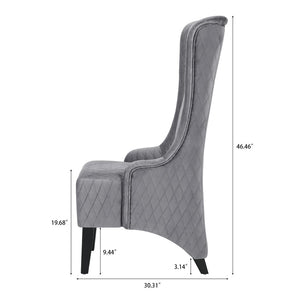 English Elm 23.03" Wingback Accent Chair Grey Velvet High Back Birch Legs Bedroom Living Room W68041792