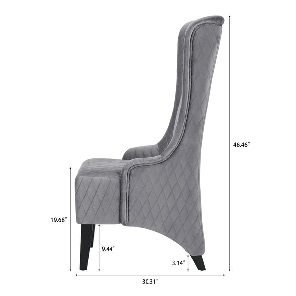 English Elm 23.03" Wingback Accent Chair Grey Velvet High Back Birch Legs Bedroom Living Room W68041792