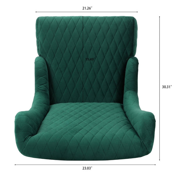 English Elm 23.03" Wingback Velvet Accent Chair Tall High Back Support for Living Room Bedroom Retro Green W680P404089