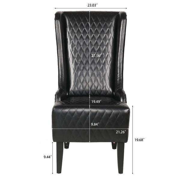 English Elm 23.03" Wingback Velvet Accent Chair Tall High Back Support for Living Room Bedroom Black W680P404142