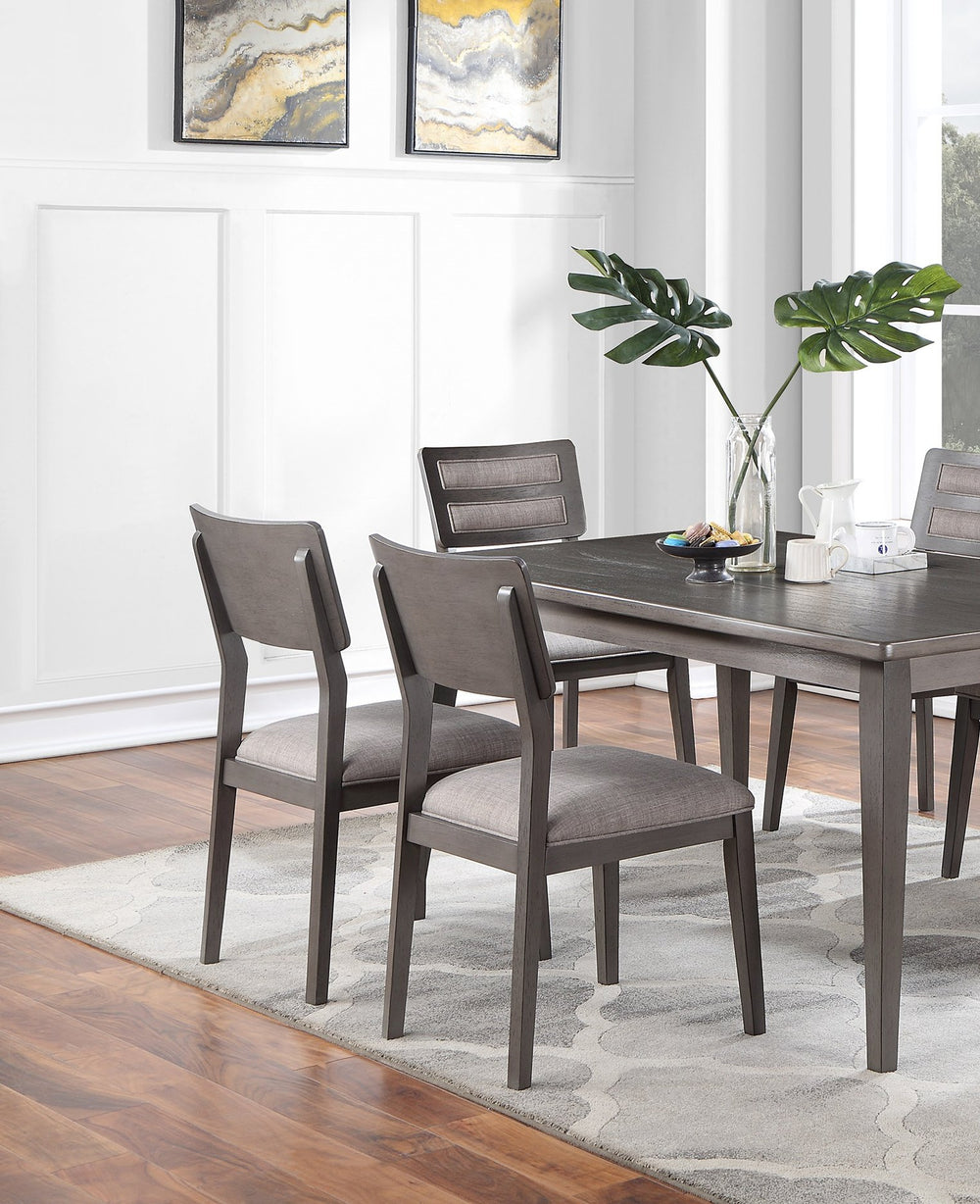 English Elm Beautiful Farmhouse Ladder Back Side Chairs Set of 2 — Upholstered Cushions, Gray Trim, Durable Wood Veneer Seating for Dining Room Gatherings Brown Mix 38 L x 20.5 W x 13 H B01181972