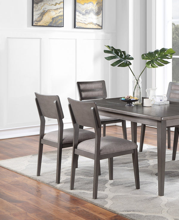 English Elm Beautiful Farmhouse Ladder Back Side Chairs Set of 2 — Upholstered Cushions, Gray Trim, Durable Wood Veneer Seating for Dining Room Gatherings Brown Mix 38 L x 20.5 W x 13 H B01181972