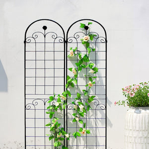 English Elm 4 Pack Tall Galvanized Steel Garden Trellises Powder Coated Black for Climbing Vines W158681065