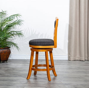 English Elm 30" Bar Height Swivel Stool – Classic X-Back Design With Charcoal Fabric Seat For Kitchen & Bar Decor B04660719