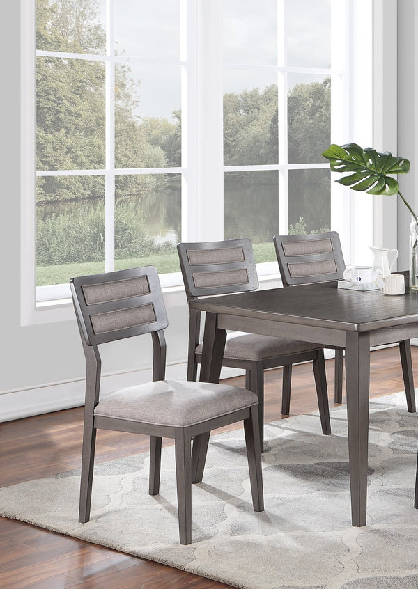 English Elm Beautiful Farmhouse Ladder Back Side Chairs Set of 2 — Upholstered Cushions, Gray Trim, Durable Wood Veneer Seating for Dining Room Gatherings Brown Mix 38 L x 20.5 W x 13 H B01181972