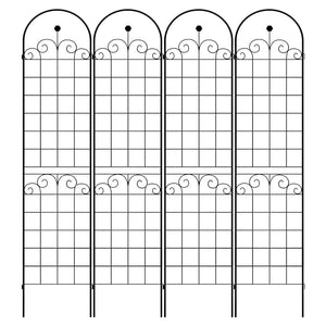 English Elm 4 Pack Tall Galvanized Steel Garden Trellises Powder Coated Black for Climbing Vines W158681065