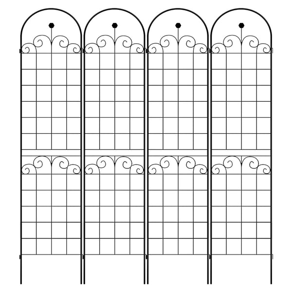 English Elm 4 Pack Tall Galvanized Steel Garden Trellises Powder Coated Black for Climbing Vines W158681065