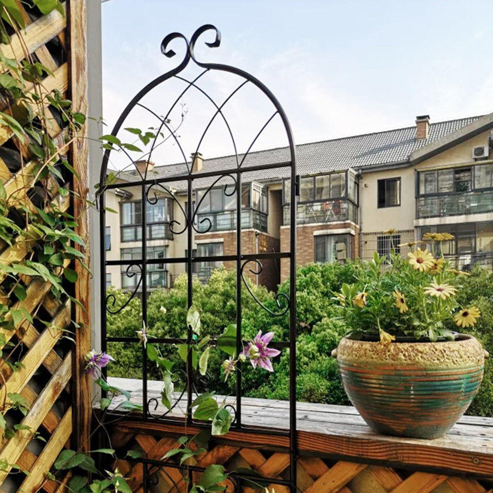 English Elm 4 Pack Galvanized Steel Garden Trellises Powder Coated Matte Black Climbing Plant Supports W158681061