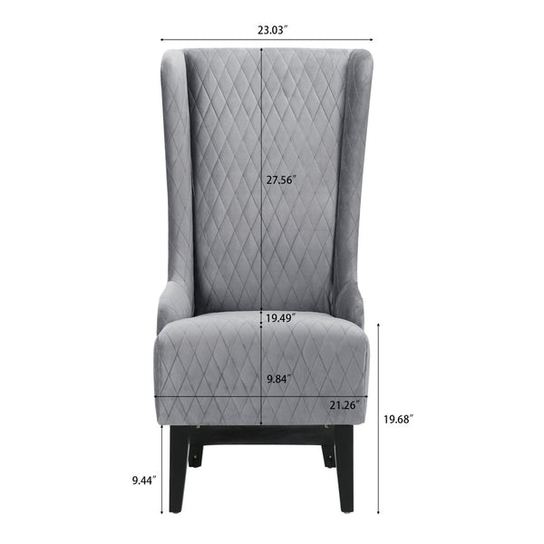 English Elm 23.03" Wingback Accent Chair Grey Velvet High Back Birch Legs Bedroom Living Room W68041792